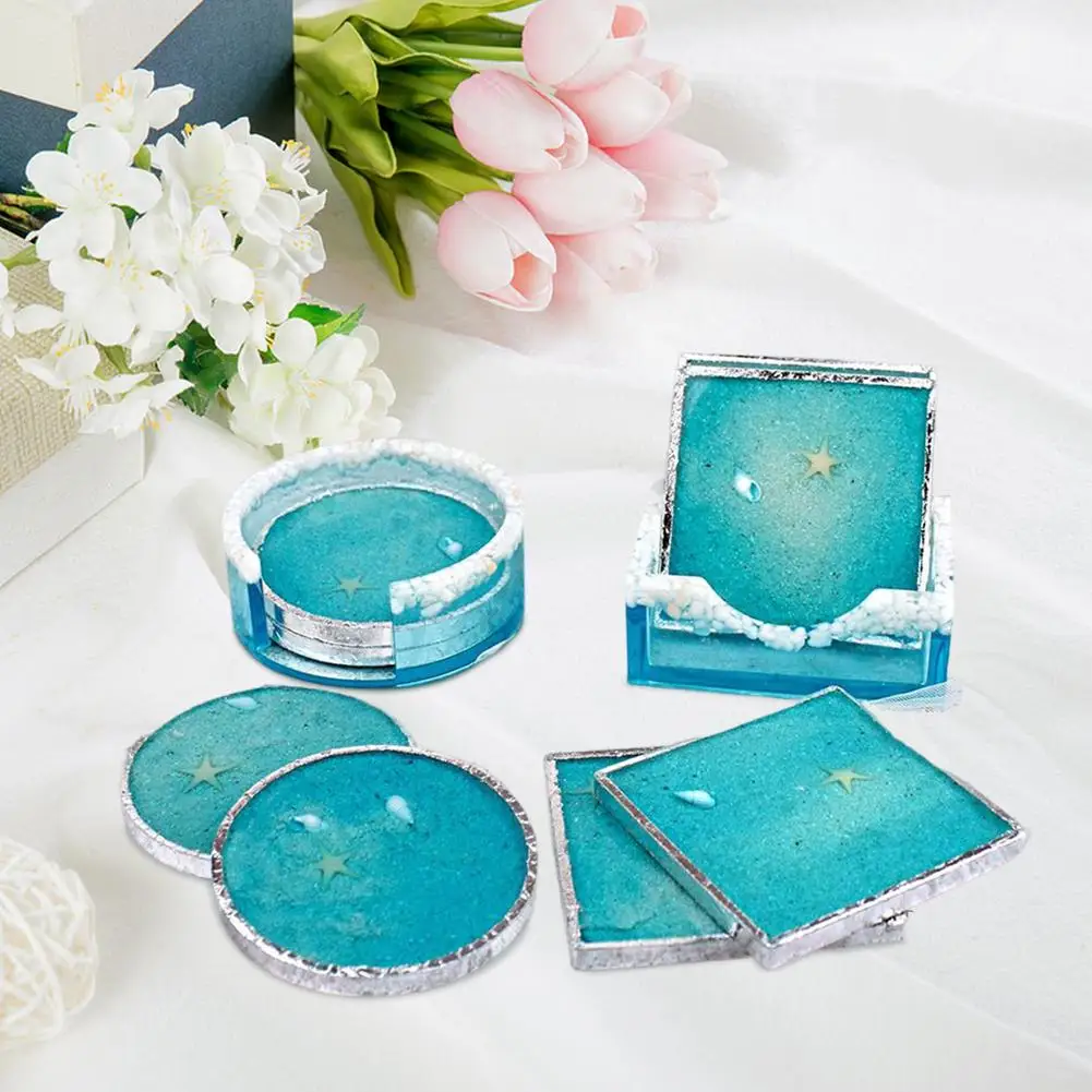 

NEW Multi-purpose Silicone Square Round Placemat Molds With Storage Holder Mold For Epoxy Resin Diy Cups Mats