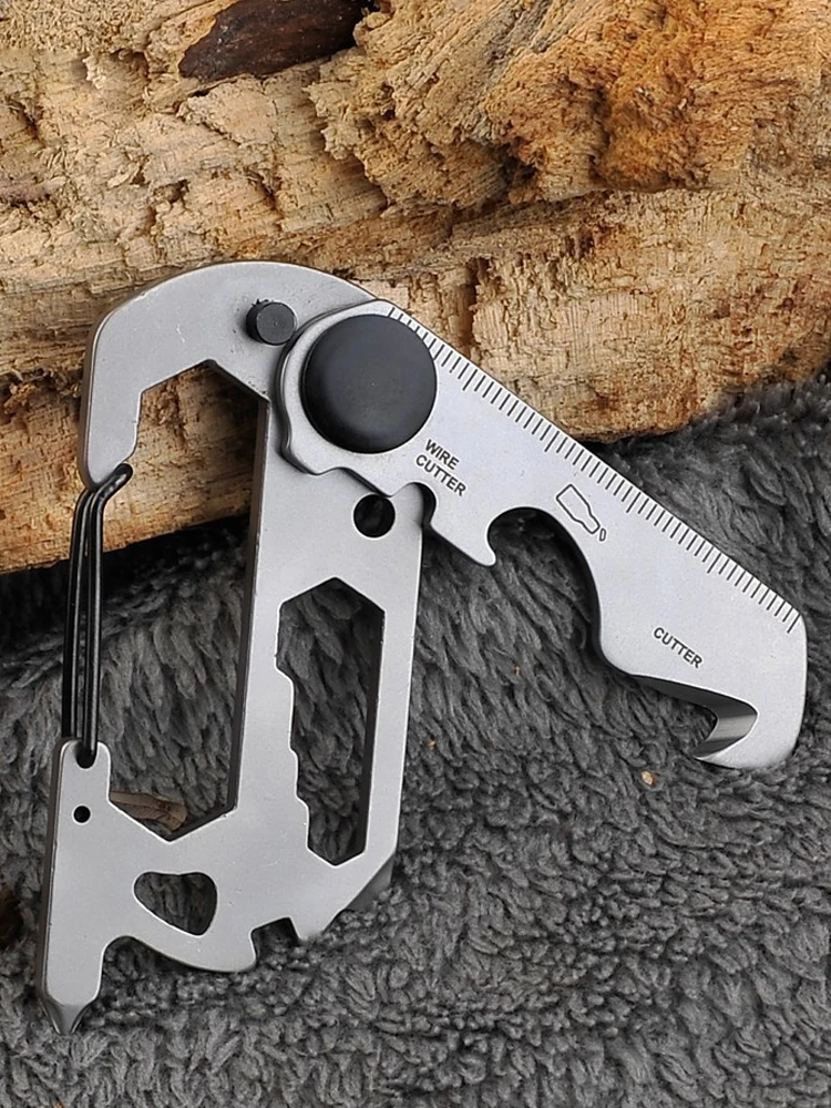 

Multifunction Carabiner EDC Keychain Clip Gear Outdoor Tools Quickdraw Camping Hiking Stainless Steel Wrench Bottle Opener