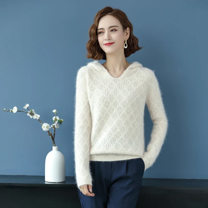 Новинка 100% натуральный норковый кашемировый свитер Женская толстовка Свободный