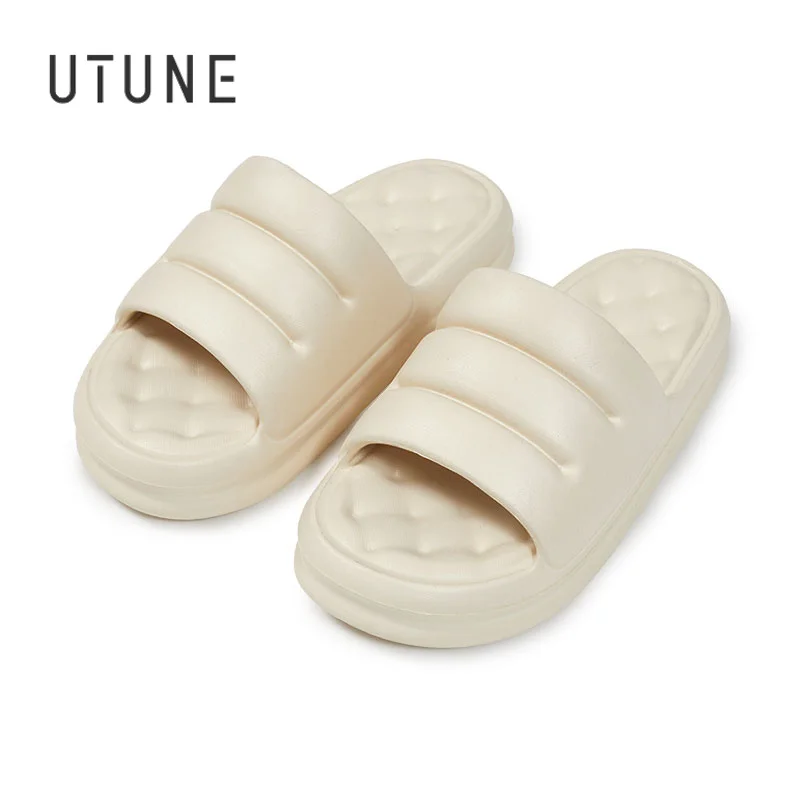 UTUNE EVA Sofa Slides Soft Women Thick Sole Mute Indoor Slippers White Anti-slip Sandals Men Summer Platform Women Shoes Bath