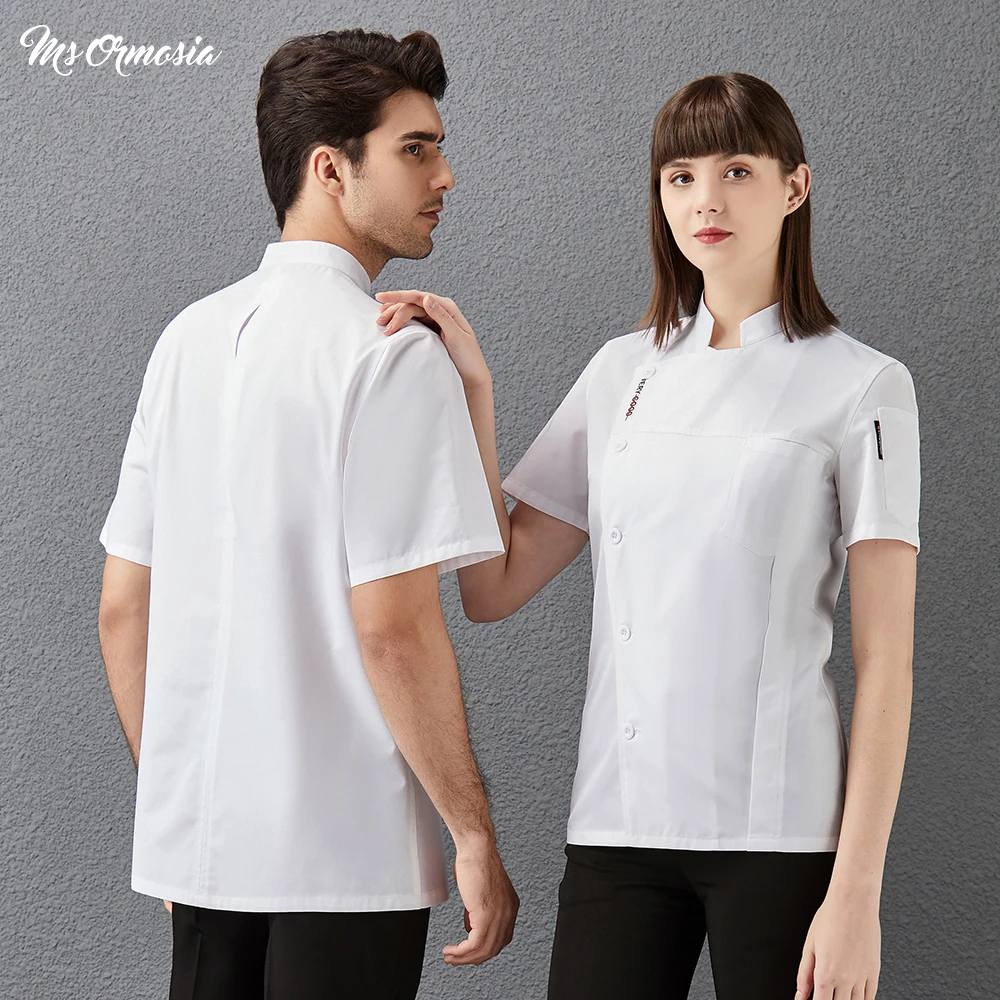 

High Quality Uniform Hotel Overalls Kitchen Work Jackets Chef Uniforms Work Clothes Men Short Sleeved Food Service Cook Clothing