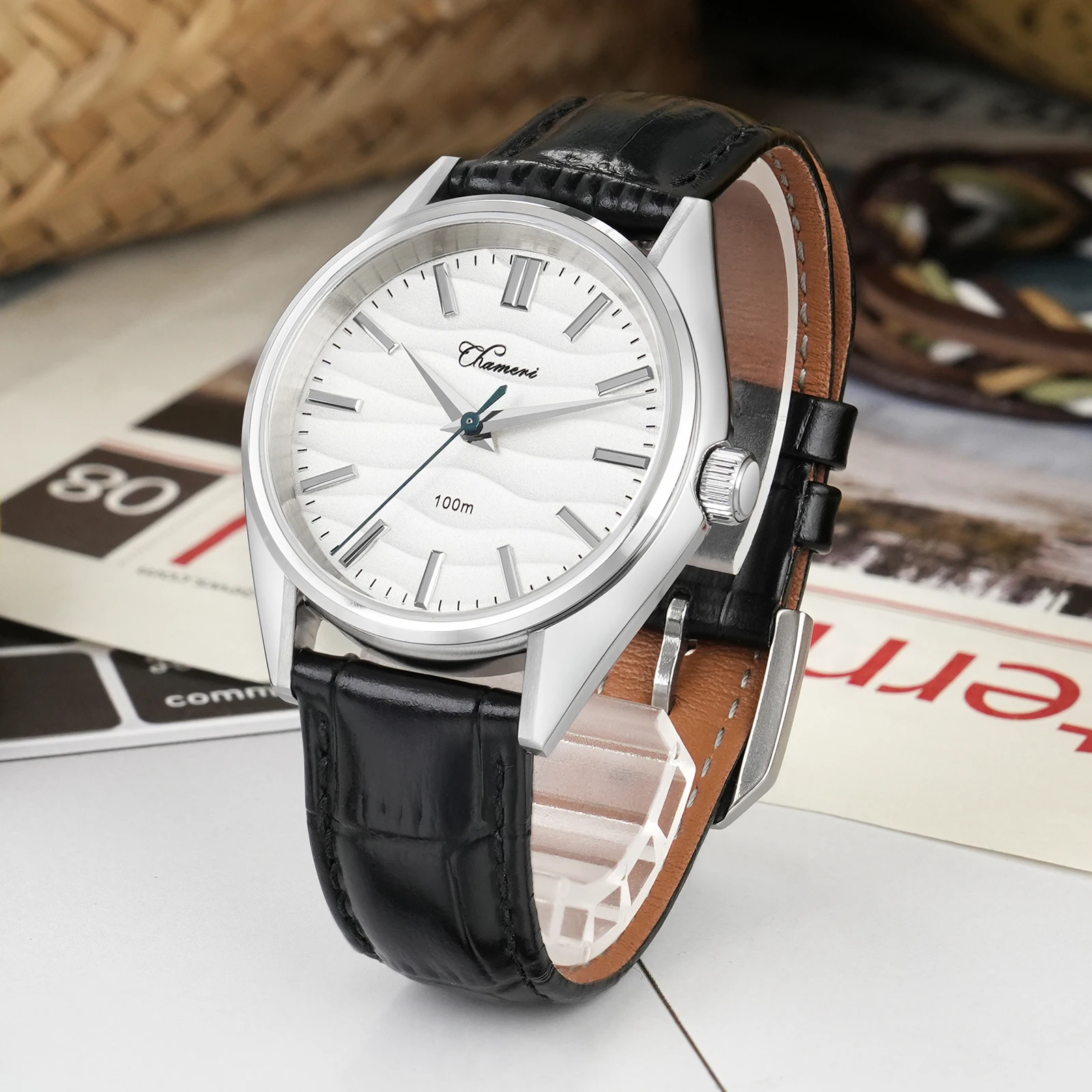 Chameri GS04 Ретро Часы Кварцевые VH31 Механизм Сапфировое Стекло Нержавеющая Сталь 100M