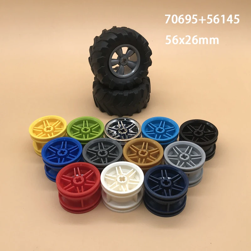 Технологическое колесо для самостоятельной сборки, автомобильный Грузовик, строительный блок, колесная Втулка 30x20 мм, 56x26 мм, часть для шин MOC, совместима с 70695 56145