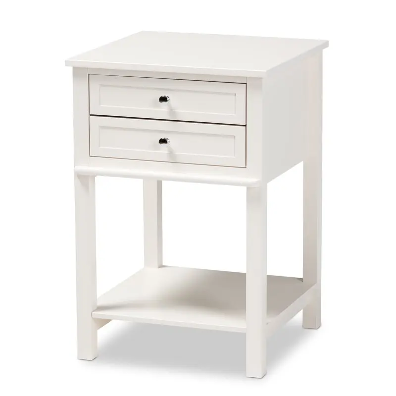 

Willow Transitional White Finished 2-Drawer Wood End Table