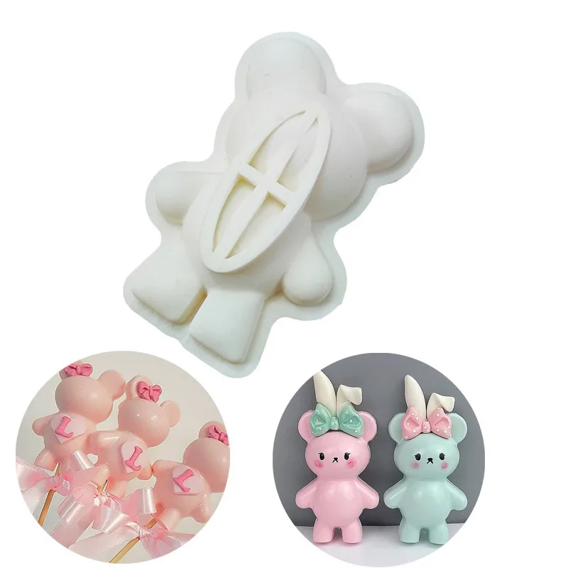 

3" Mini Size Bear Silicone Chocolate Mold Cake Decorating Tools Diy Pinata Mousse Silicone Mold For Pastry Baking Accessories