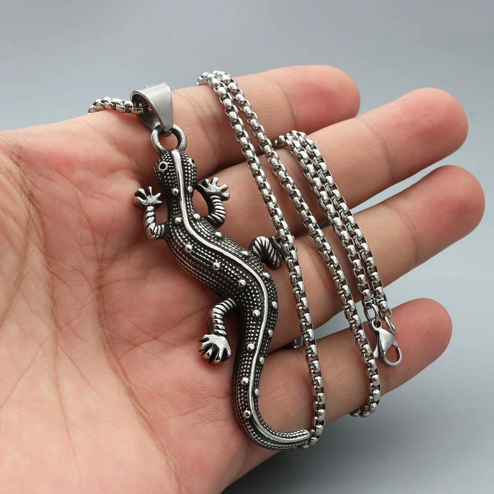 Цепочка с подвеской в виде ящерицы из нержавеющей стали |