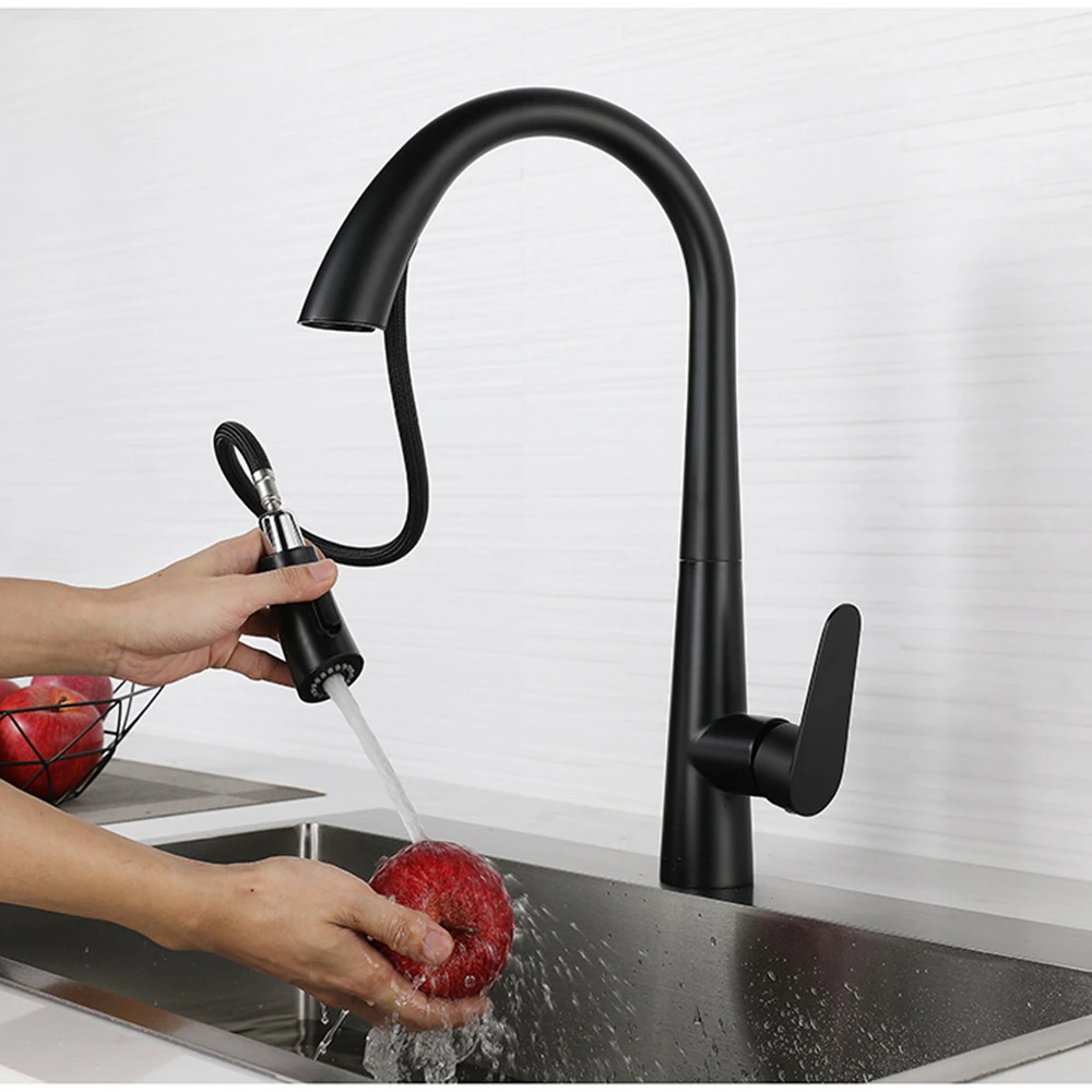 

Black Pull Out Kitchen Faucet Stainless Steel Nickle Brush Cold &Hot Water Mixer Tap Crane For Kitchen 2 Mode Shower Head