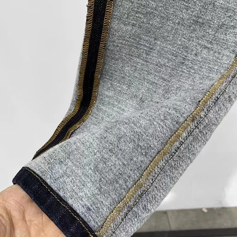 23SS New Stretch Jeans For Men New Autumn Spring Solid Classic Pants Slim Wear and Tear Motorcycle Jeans Denim Pants