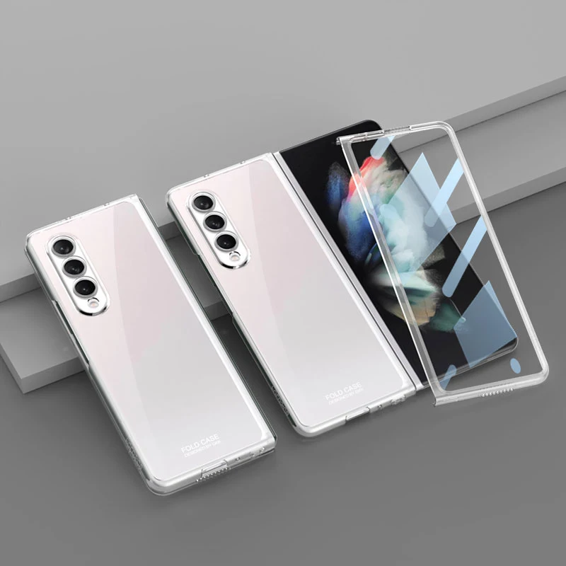 Suitable for Samsung Galaxy Z Fold3 fully transparent electroplating shell film, fully wrapped folding screen protective cover