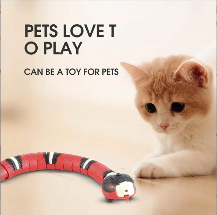 

Pet Intelligent Electric Sensing Obstacle Avoidance Silver Ring Snake Remote Control Snake Play Cat Toy Scary Rattlesnake