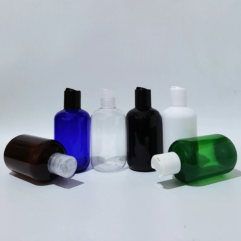 10pcs 200ml Empty Disc top Cap White Black PET Lotion Bottle Travel Size Bottles For Shampoo Shower Gel Cosmetic packaging