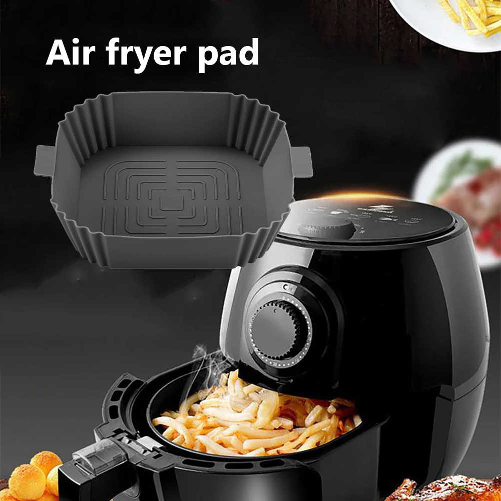 

Square Air Fryer Silicone Bakeware Pan with Handles Cake Pastry Mold Snack Egg Tarts Tray Non-Stick Pan Kitchen Accessories