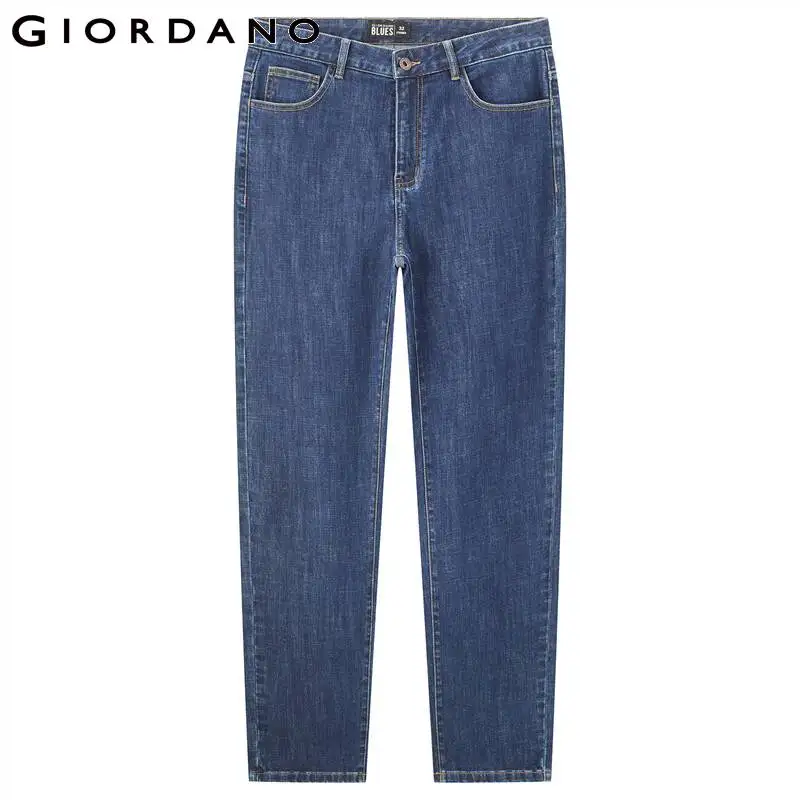 GIORDANO Men Denim Jeans Simple Mid Rise Stretchy Loose Casual Denim Pants Classic Five-Pocket Fashion Denim Jeans 18112074