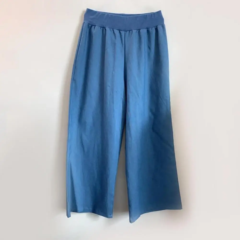 

Solid Color High Waist Wide Elastic Waistband Woman Pants Straight Wide Leg Draped Casual Trousers Female Clothing