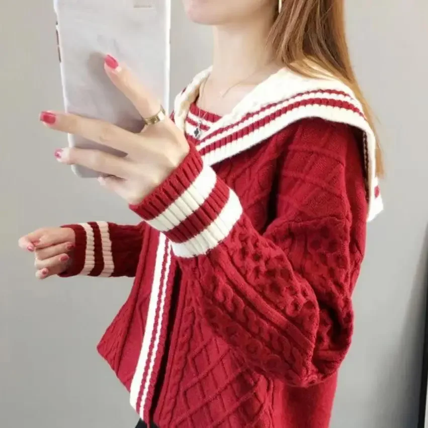 Осень/зима сезон женский винтажный свитер свободного кроя толстый дизайн