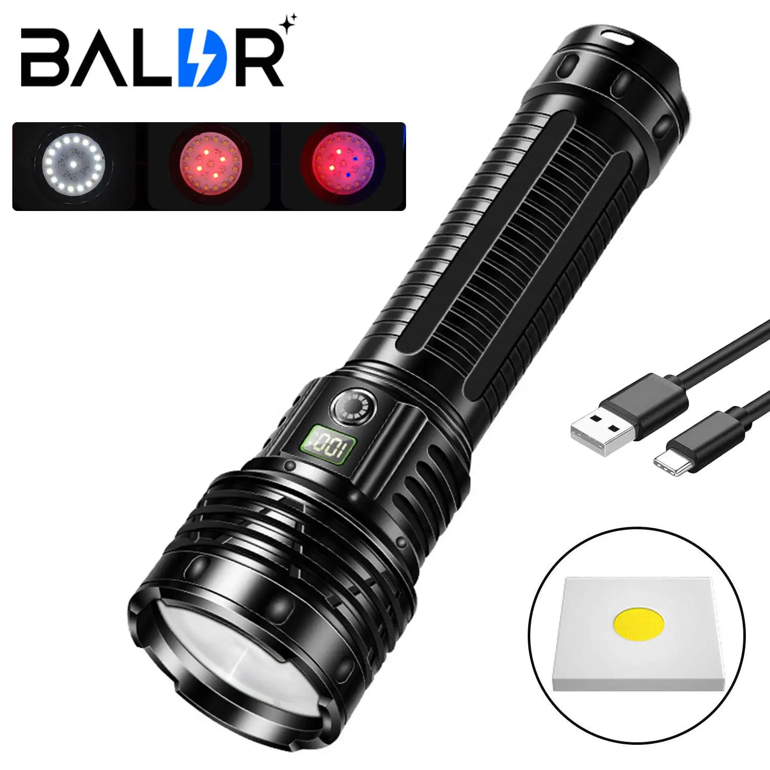 Мощный светодиодный фонарик COB аккумулятор дисплей USB перезаряжаемый светильник