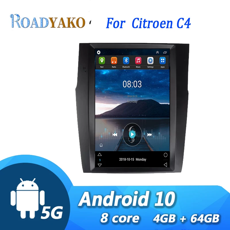 

Roadyako Android 10 вертикальный экран для Citroen C4 2011-2016 Авто GPS навигация автомобильный Dvd мультимедийный плеер стерео 4G DSP видео