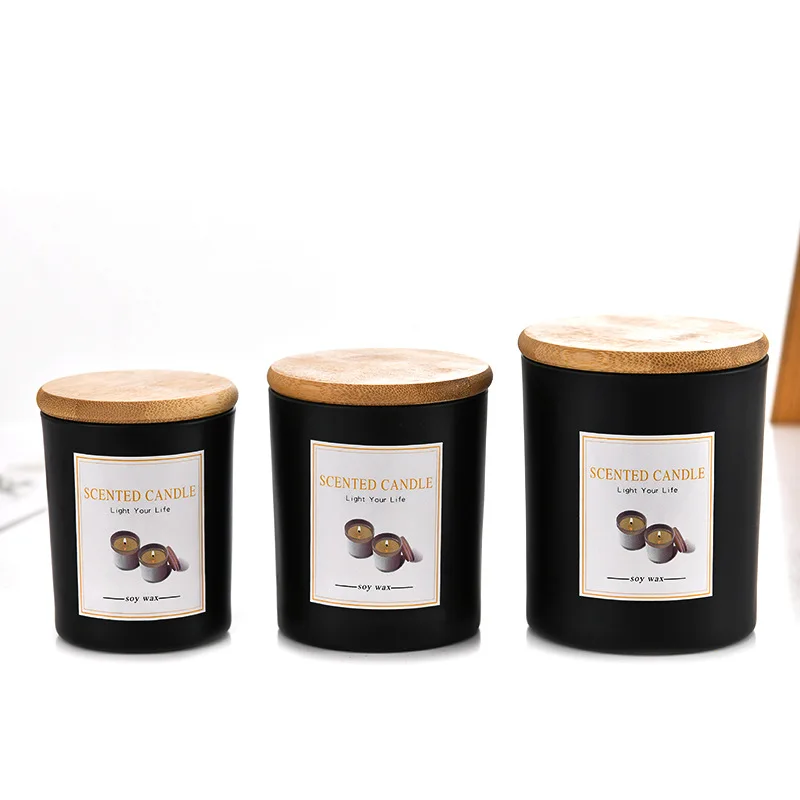 

Candle Jar Glass Black Glass Candle Holder with Lid Room Decor DIY Aromatherapy Candle Empty Cup Candle Holders L