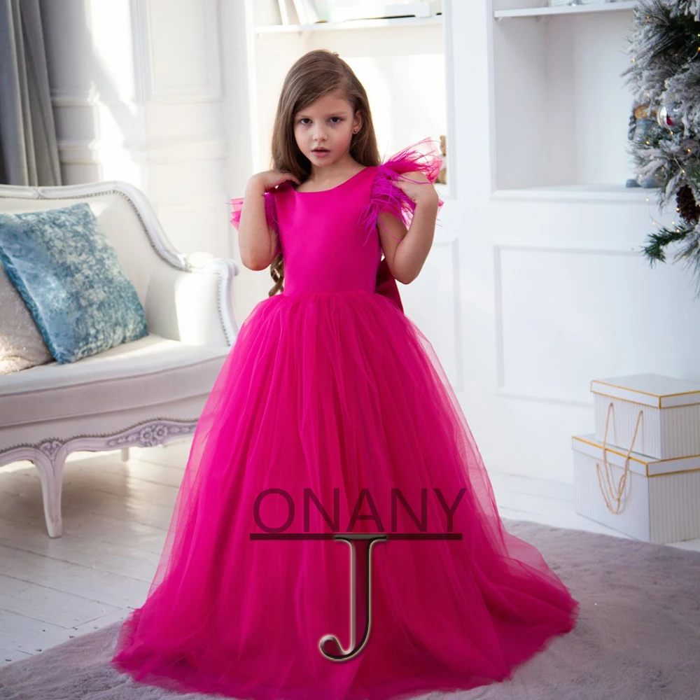 

JONANY Fancy Flower Girl Dress Aline Tulle Zipper Dropping Shipping Baby First Communion Beauty Party Dress Robe De Demoiselle