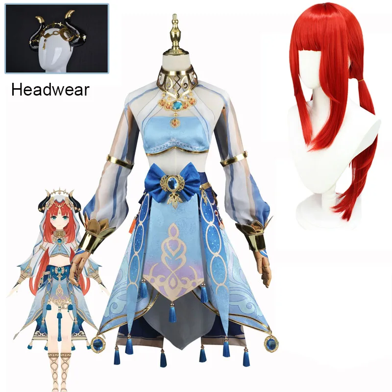 

Genshin Impact Nilou костюм для косплея западные регионы костюм для танцоров женский парик головной убор Хэллоуин карнавальные танцевальные костюмы