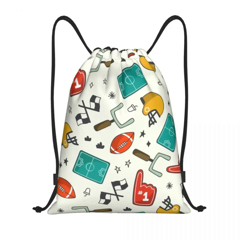 

Rugby Sports Pattern Drawstring Backpack Sports Gym Bag for Women Men Shopping Sackpack
