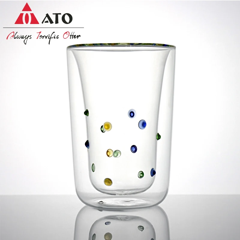 ATO Classic Design Glass Coffee Cup Double Wall Heat Round Borosilicate Glass Cup