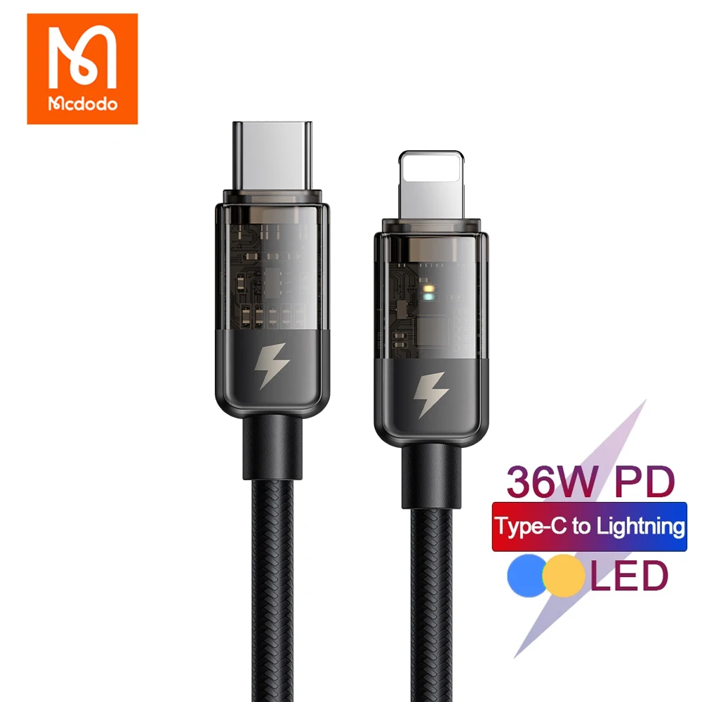 

Mcdodo 36W PD USB Type-C to Lightning Cable For iPhone 14 13 12 11 Pro Max XR iPad Fast Charging Auto Power off Phone Data Wire