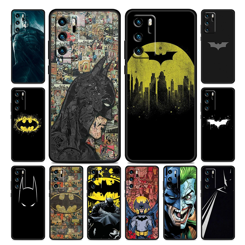 

DC Hot Fashion Batman Case For Huawei P50 P40 P30 P20 Lite 5G Nova Y70 Plus 9 SE Pro Y9S Prime Soft Black Phone Cover Shell Core