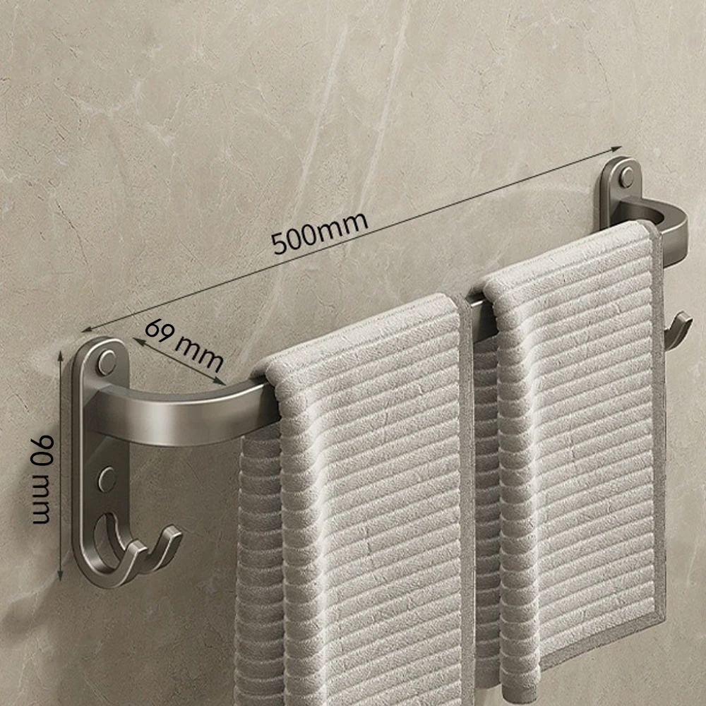 uminowany aluminiowy wieszak na ręczniki z podwójnym drążkiem i haczykiem. Автономная установка для настенного