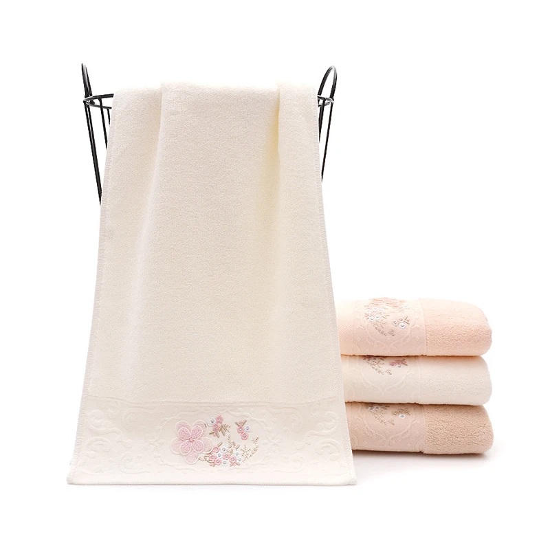 

Embroidered Towel Absorbent Quick Drying Bath Towel Sets Luxury Hand Bath Beach Face Sheet Cotton Fabric Towel