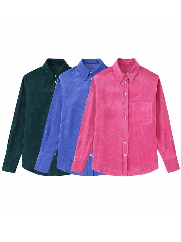 

KLKXMYT TRAF женская рубашка на пуговицах, тонкая Вельветовая рубашка, женские осенние Рубашки для женщин, женские топы и блузки с длинным рукаво...