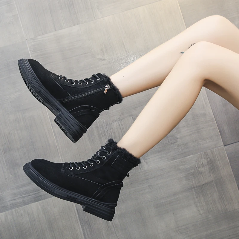 

Женские зимние ботильоны из искусственной замши, на шнуровке