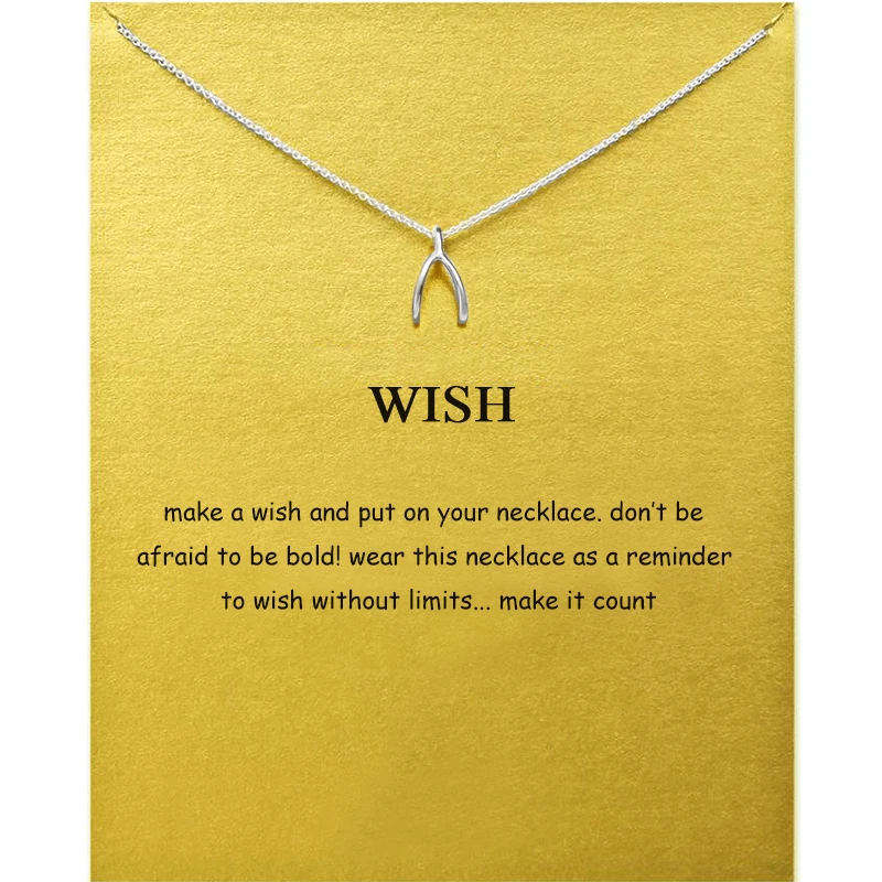Фото Ожерелье с подвеской Lucky Wishbone для женщин и девочек, уникальные ювелирные изделия из сплава с открыткой для сообщений, подарок желанию для подарка на День святого Валентина №1