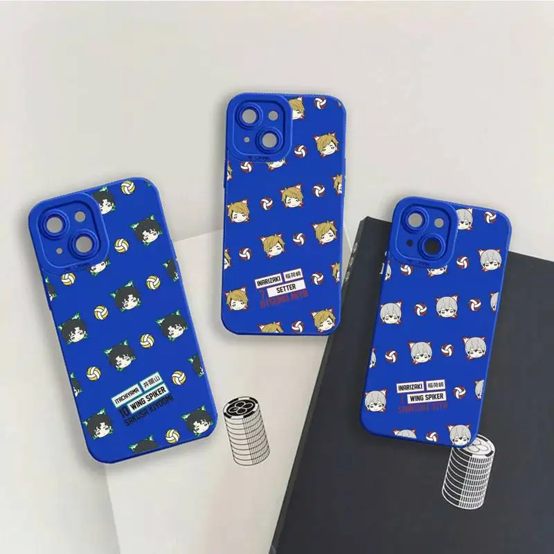 

Haikyuu cute volleyball anime Phone Case For iPhone 13 12 11 Pro MAX Mini X XS XR 7 8 Plus Liquid Silicone Klein Blue