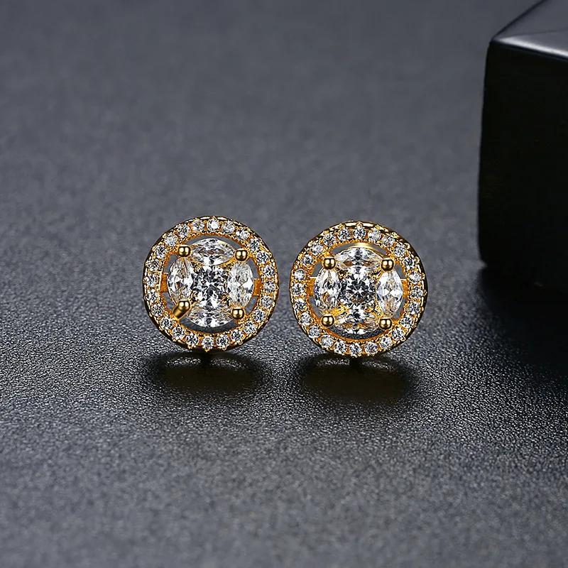 FXLRY золотистый цвет кубический цирконий гвоздик круглые камни женское ожерелье и