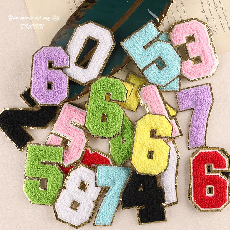 

10pcs/Lot 0-9 Digital Chenille Embroidered Iron On Patch Applique Diy Number Badge Patches For Kid Clothing Bag Clothes Stickers
