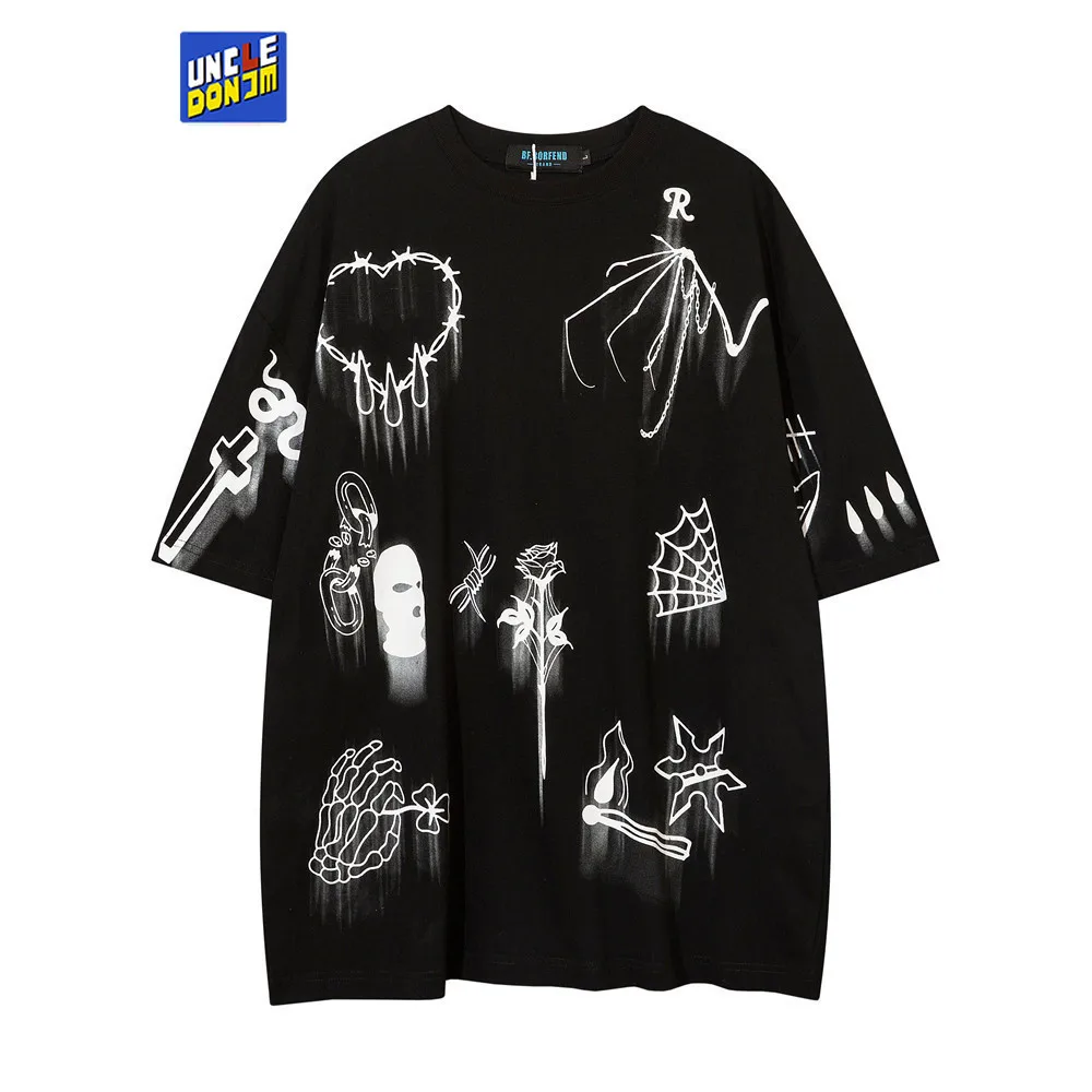 

Футболка UNCLEDONJM с граффити Мужская, крутая Модная рубашка в стиле хип-хоп, топы с графическим принтом в стиле оверсайз, лето 2022