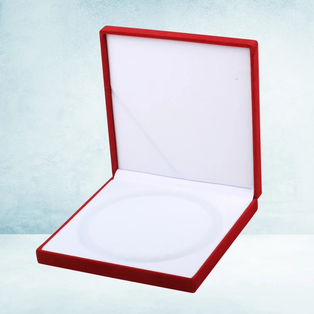 

Red Square Jewelry Case Fashion Necklace Container Portable Gift Packing Box Flocking Pearl Jewelry Holder