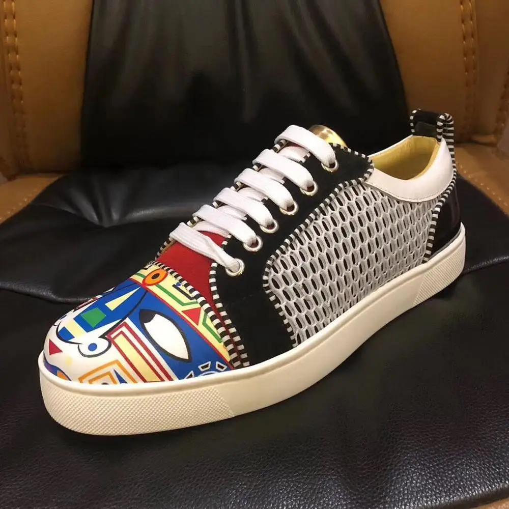 

Luxury Designer Graffiti Fashion Men Shoes Handmade Men Brand Sneakers Breathable Slip-on Party and Wedding Men Casual Shoes