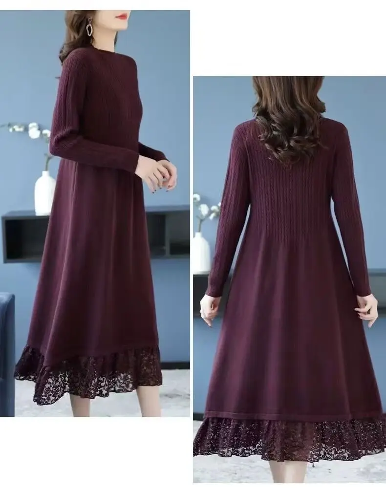 Женское шерстяное платье до колен длинное Свободное пальто большого размера