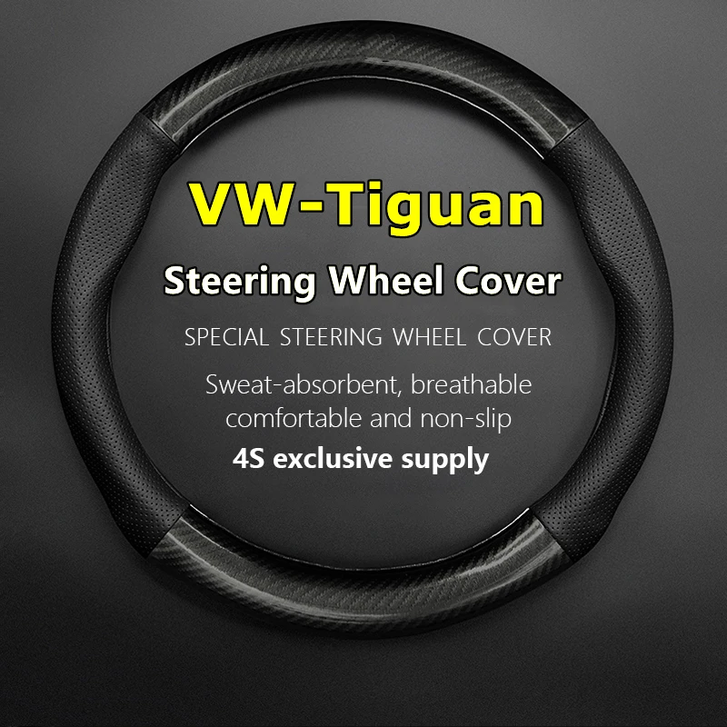 

Carbon Fiber For VW Volkswagen Tiguan Steering Wheel Cover Leather 300TSI 330TSI 380TSI 2017 2018 2019 2020 2021 2022 2023