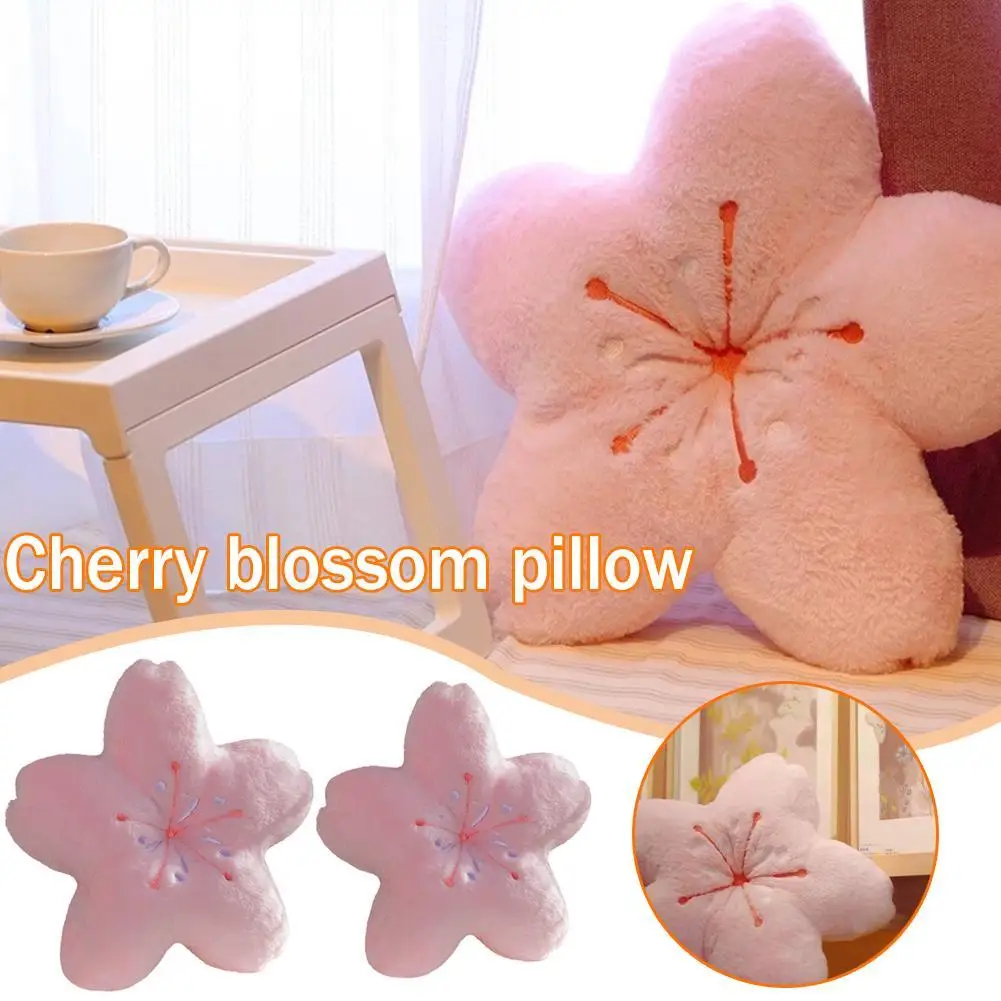 

1pc Cherry Blossoms Stuffed Flower Plush Cushion Girly Room Decor Sunflower Pillow Pink Flower For Girls Bedroom Pillow