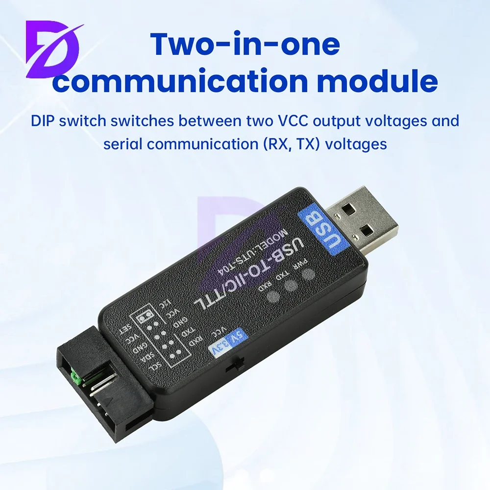Фото USB-IC2 IIC/TTL Последовательный порт Uart Коммуникационный модуль 2-в-1 Ch341T Последовательный порт Мигающий загрузчик №1