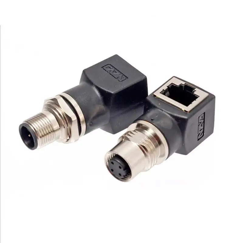 

1pc M12 4 pin D Encoding to RJ45 Female Connector M12 8 Pin A-coding Male Connectors Gigabit Ethernet Aviation Plug Adapter