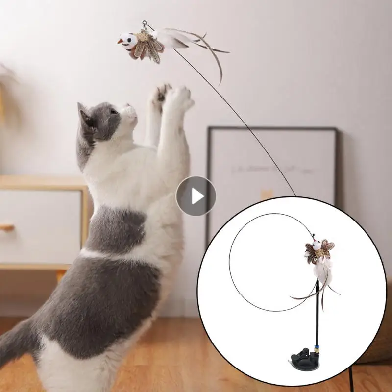 

Simulation Bird Interactive Cat Stick Toy Funny Feather Bird Chase Exercise With Bell Playing Teaser Wand Toy Cats Pet Products