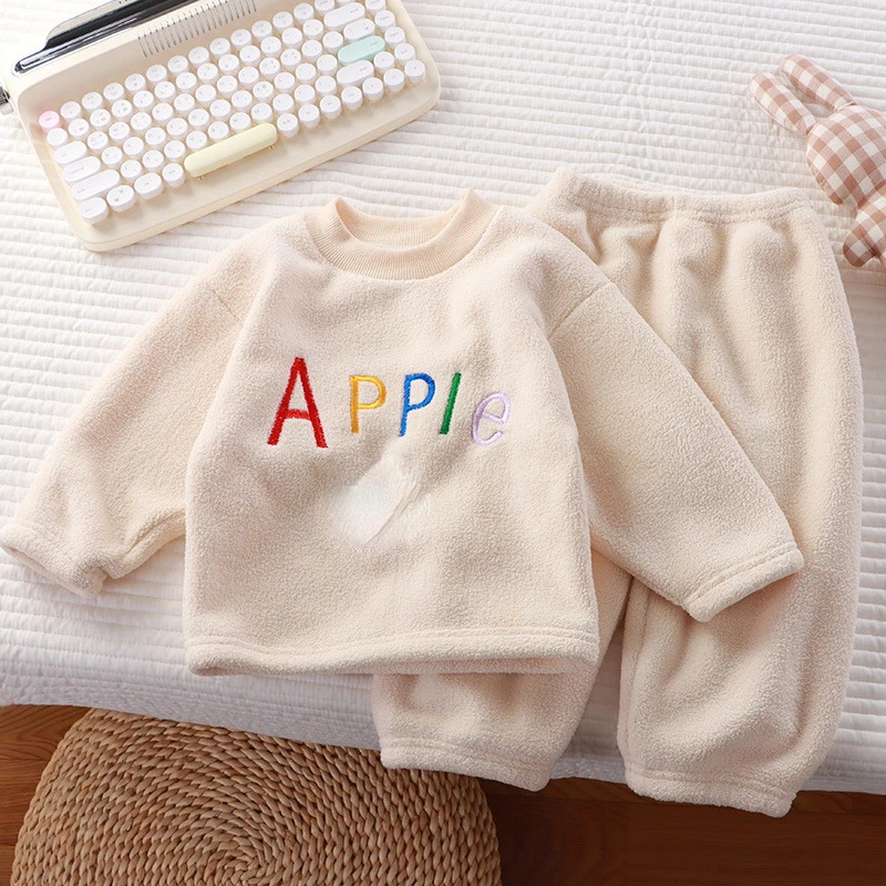 Пижама плюшевая для детей Осень-Зима старшего возраста теплый пижамный комплект