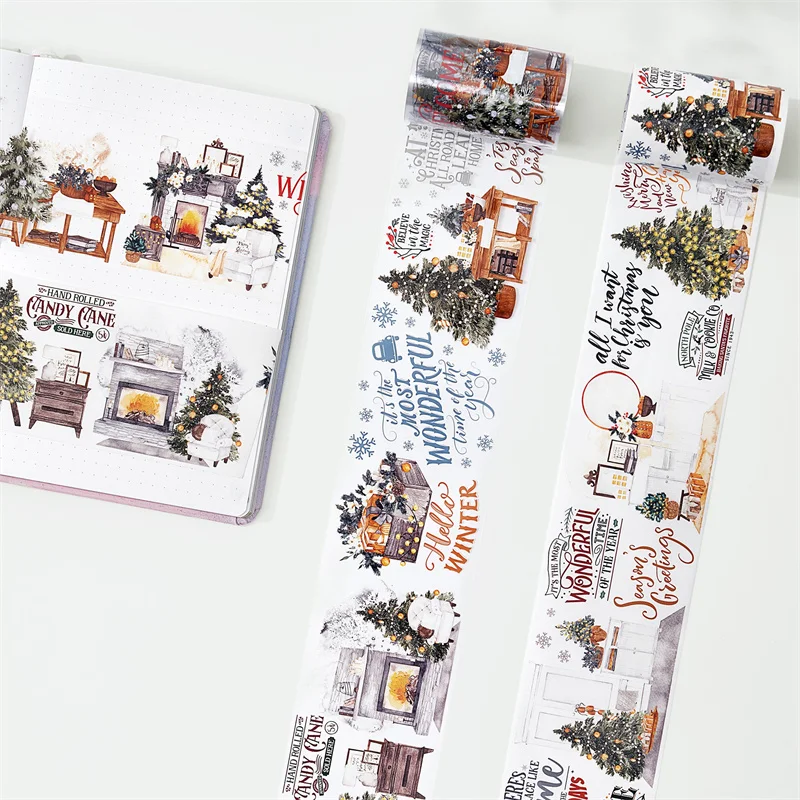 

2023 рождественские Скрапбукинг клейкие наклейки широкие Васи ПЭТ ленты 6,5 см x 5 м Creekside фермы журнализация декоративный материал