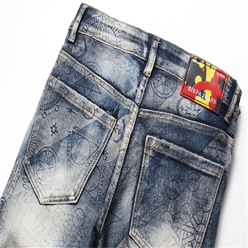 Men's Clothing Casual Trendy Streetwear Denim Oversize Pants Wide Leg Stretch Trousers Motorcycle Vintage Biker Baggy Jeans Male