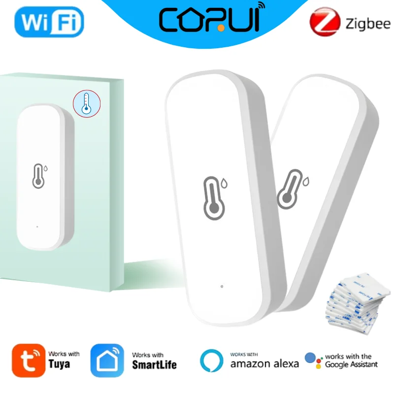 

CORUI Tuya WiFi ZigBee Smart Temperature And Humidity Sensor Foam Rubber Smart Life APP Remote With Alexa Google Home Assistant