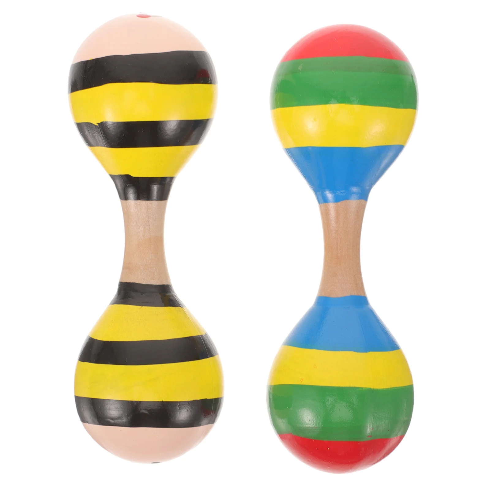 

2 Pcs Double-headed Maraca Musical Toys Wooden Sand Hammer Educational Colorful Infant
